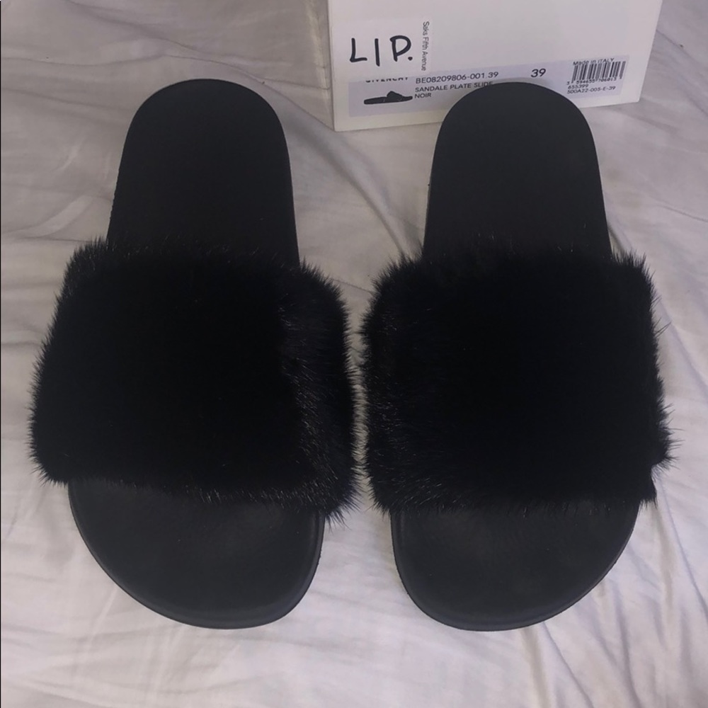 Givenchy Black Mink Fur Slides